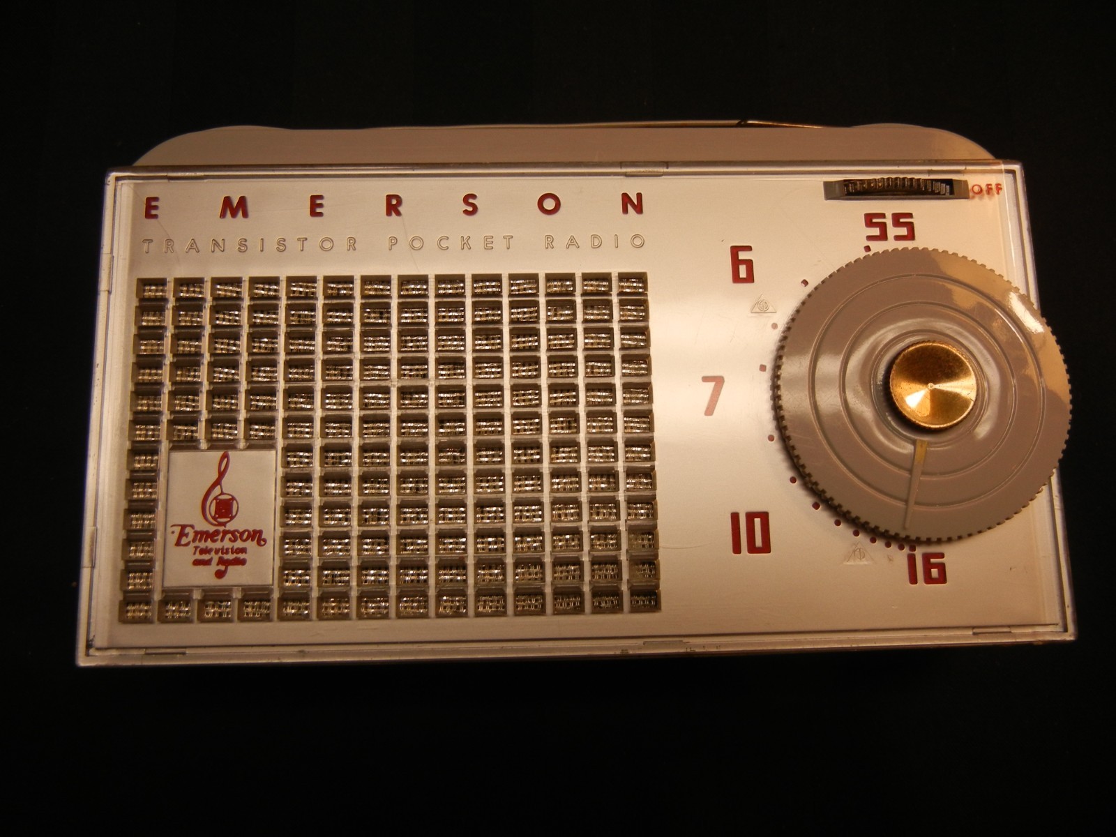 EMERSON Model 838 Tube/Transistor Radio. WORKING w/Clam Shell Batteries, Instru