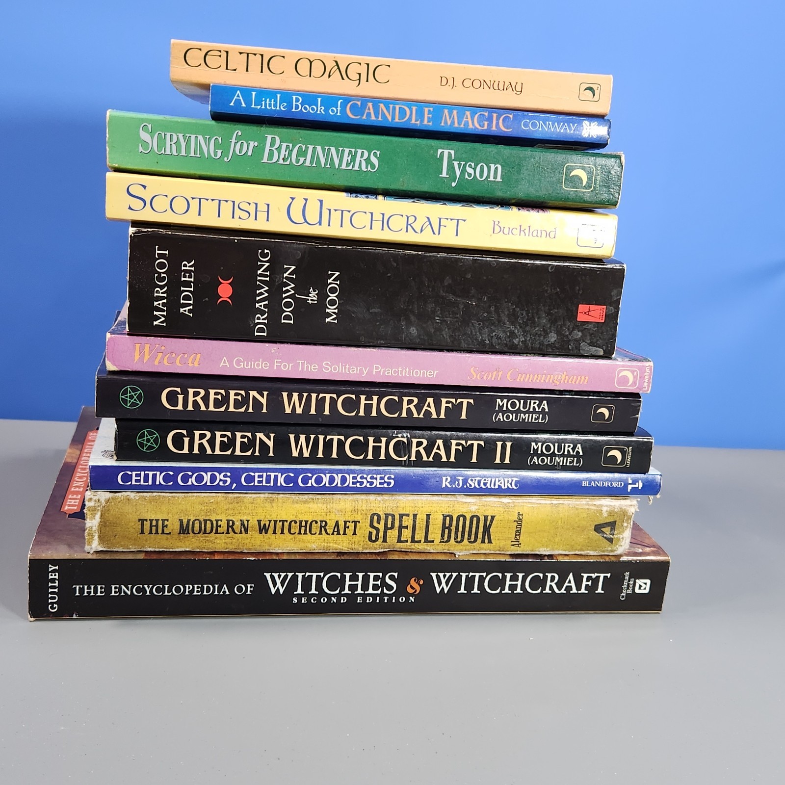 Vtg Lot 11 Witchcraft Wicca Books Cunningham Buckland Adler Guiley Moura Conway
