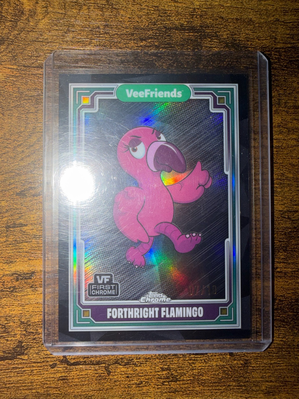 2025 Topps Chrome VeeFriends Forthright Flamingo #25 Black Refractor 07/10