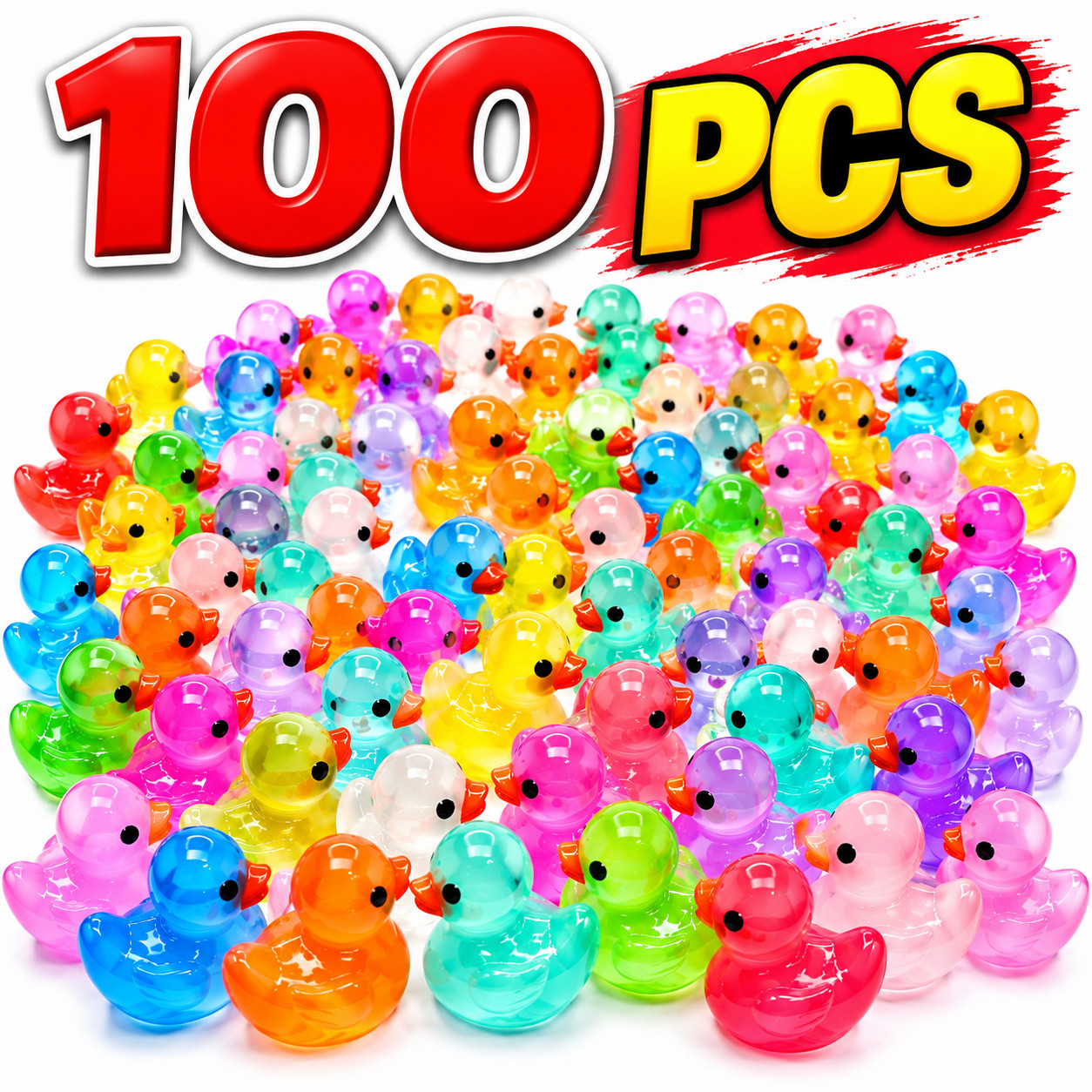 100 Pcs Luminous Mini Resin Ducks Tiny Glow in the Dark Duck Micro