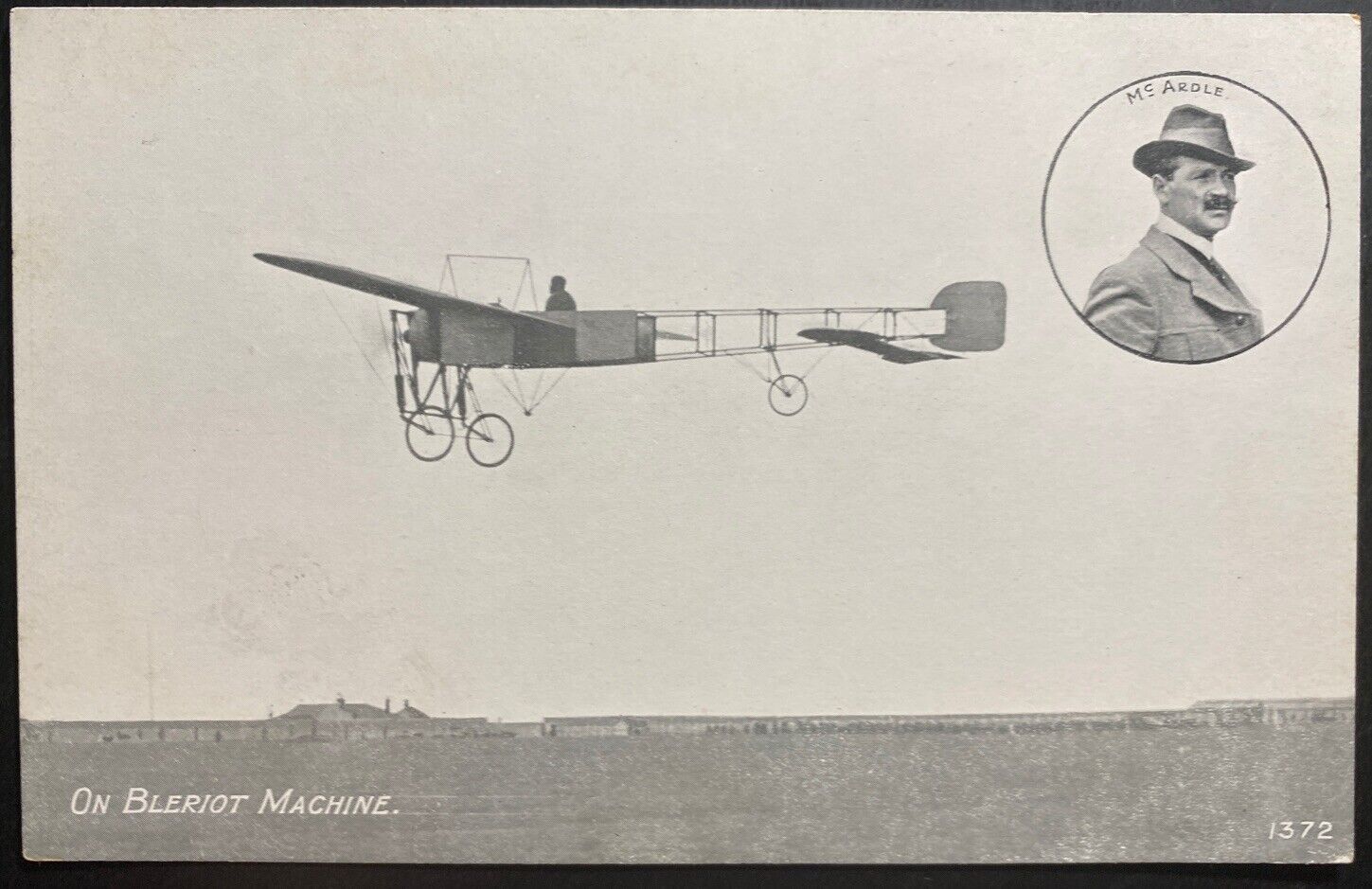 Mint RPPC Real Picture Postcard Early Aviation McArdle On Bleriot Machine