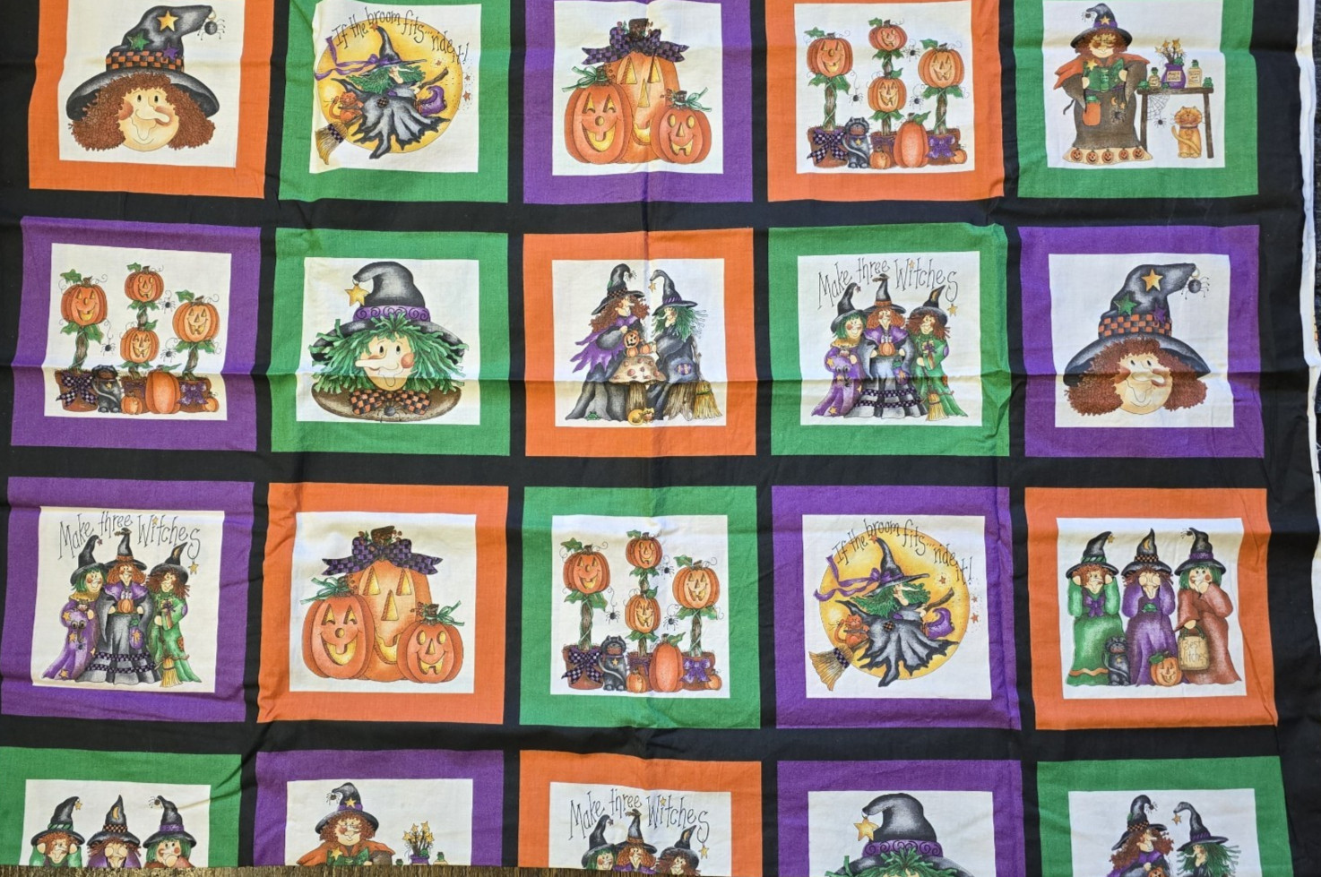 Vtg Dianna Marcum Halloween Fabric Marcus Brothers Witches 59x45\