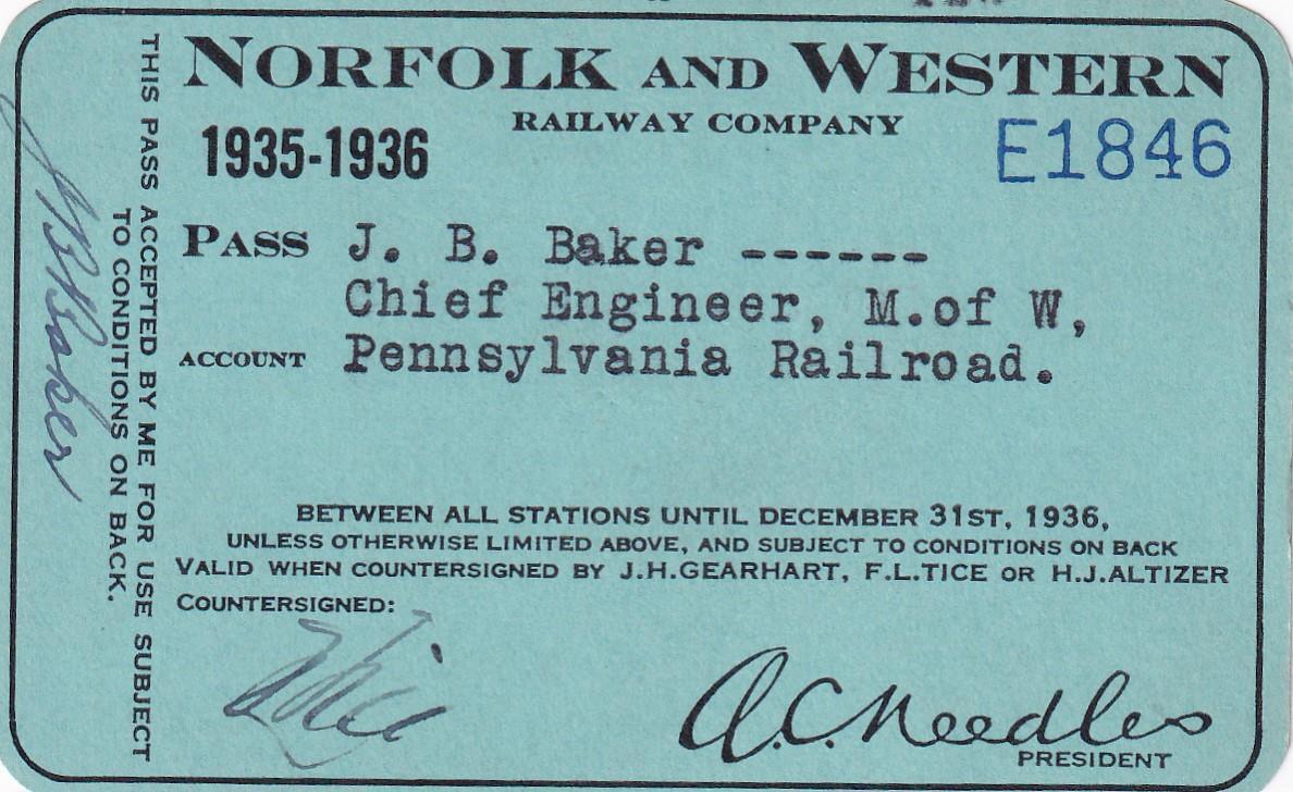1935-36 N&W Norfolk & Western Railway - Pennsylvania Railroad