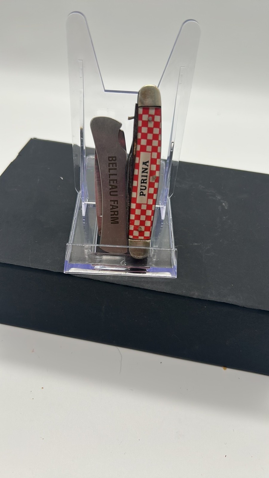 Vintage Advertising Pocket Knives - Purina Checkerboard & Belleau Farm