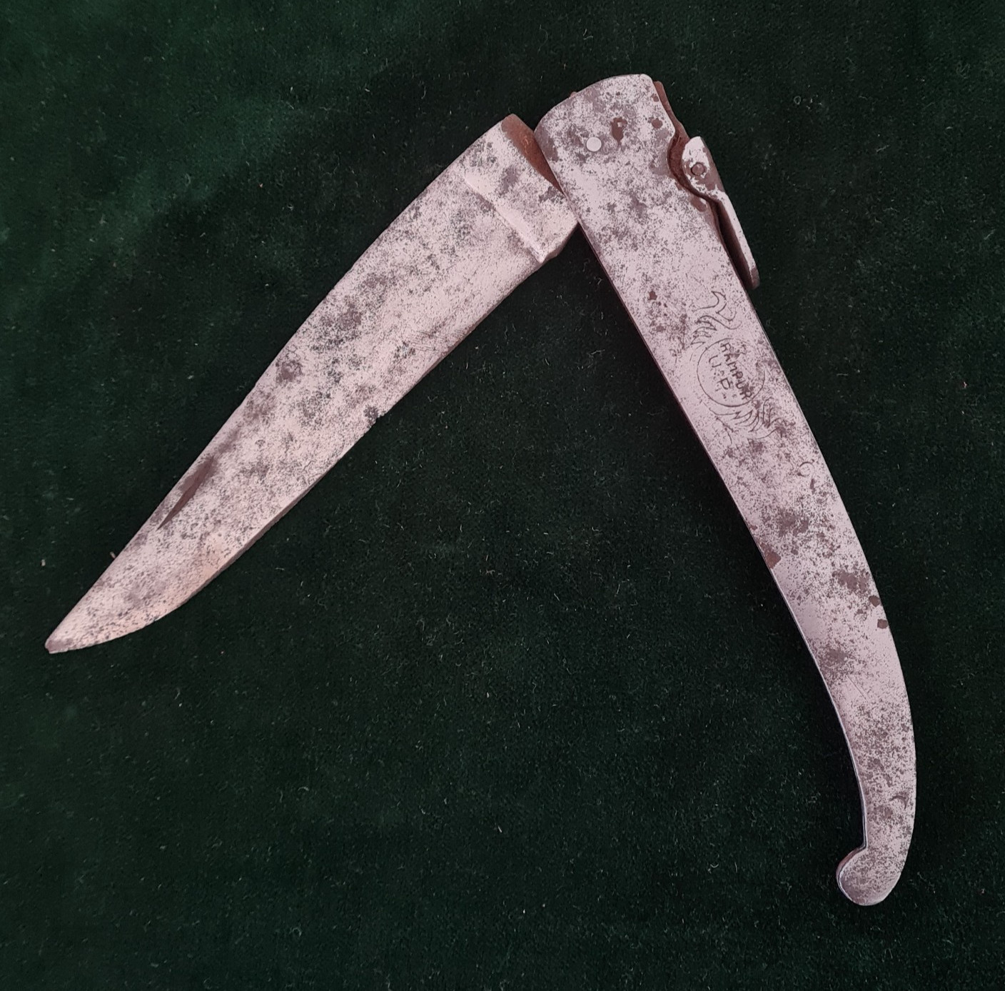 Vintage antique all steel  knife stamped working folding knife 12\