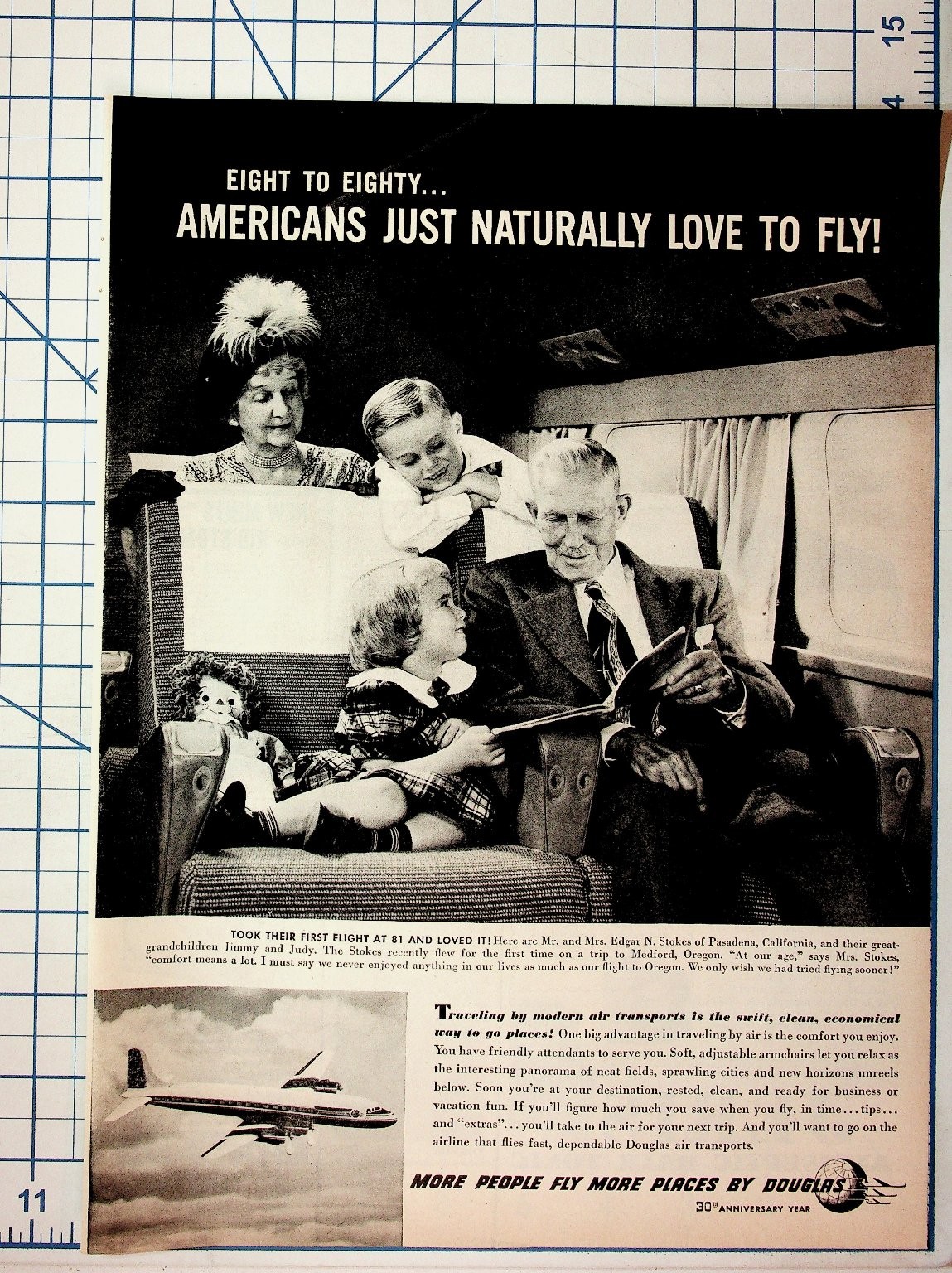 Vintage 1950s Douglas Aircraft Ad Family First Flight Air Travel Ephemera