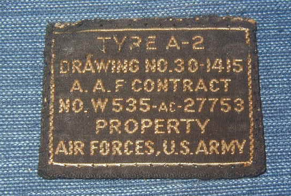Original WWII U.S. Army Air Force A-2 Flight Jacket Label - USAAF