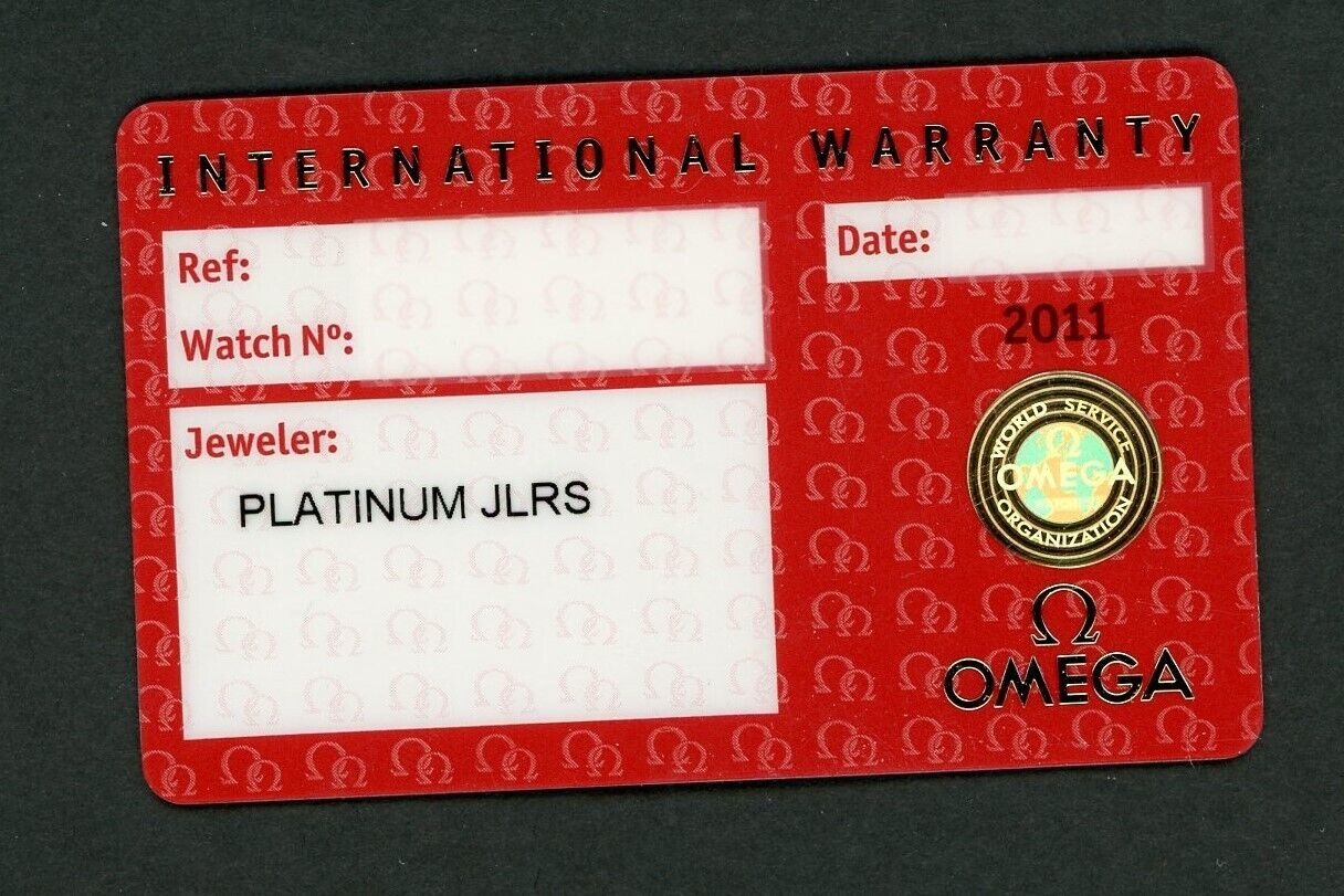 Genuine Omega International Guarantee Warranty Certificate - Dealer Stamped