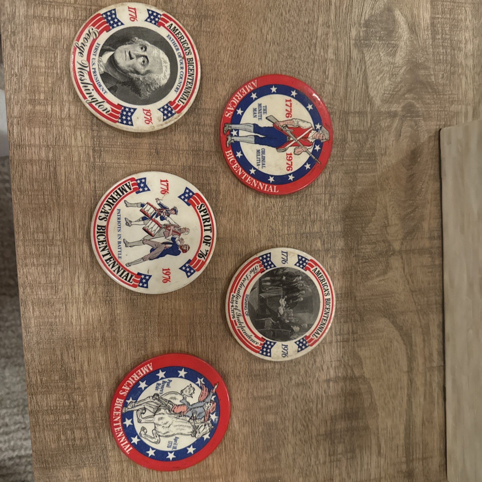 1776 - 1976 Bicentennial Pins Lot of 5