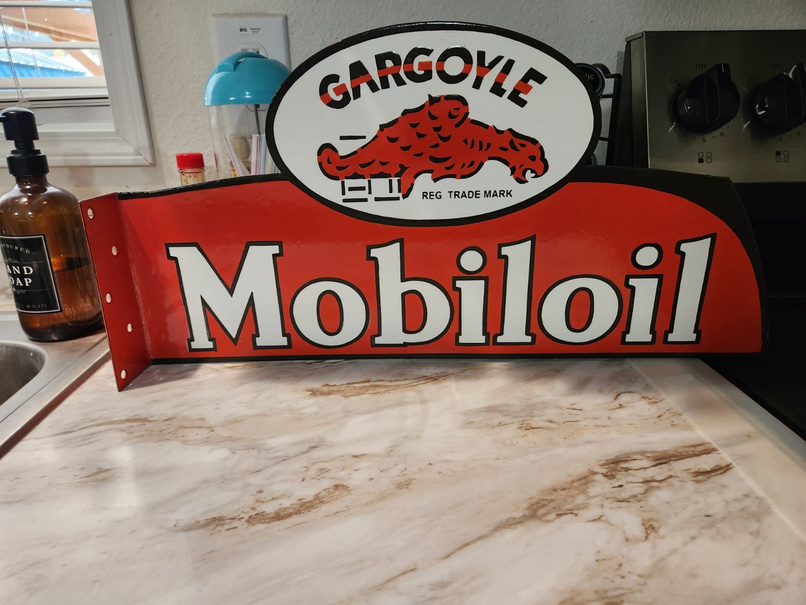 Mobil Oil Porcelain Sign, Dbl Sided 20\