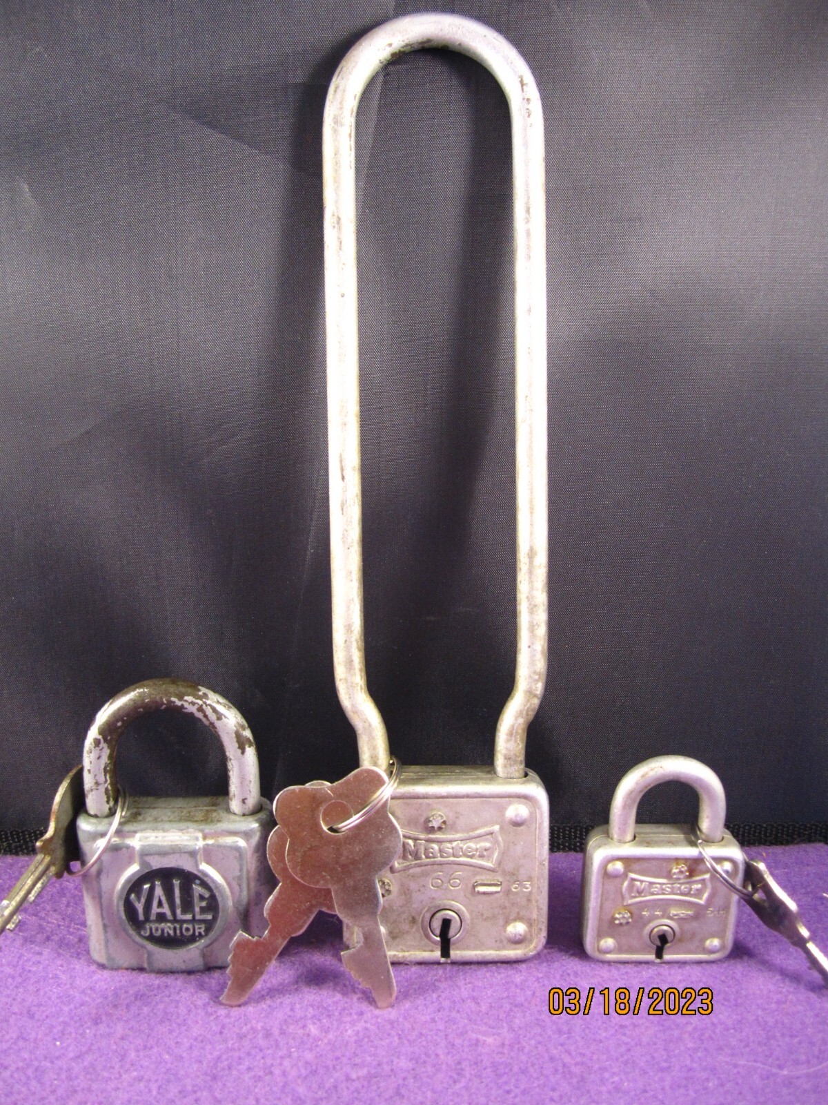 Antique VTG Master Lock & YALE 3 PC Padlocks 44-5H & 1 Bike # 66-63  USA Lot 10