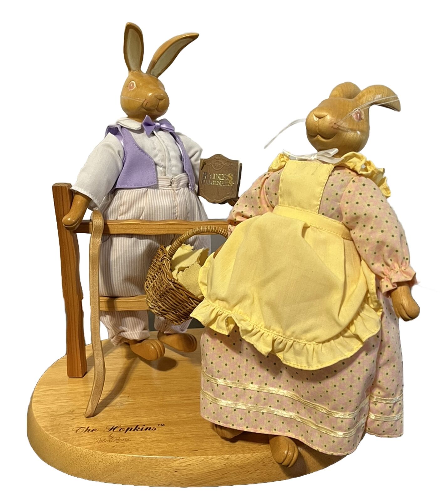 NOS 1991 Robert Raikes Original Wood Easter Bunnies The Hopkins Orig Box and COA