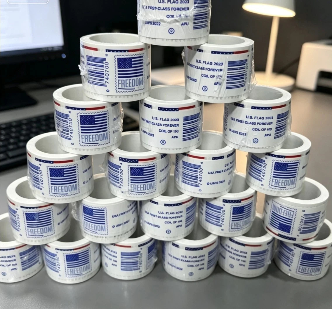 20 Rolls of 100 USPS Postage Stamps, Totaling 2000 Pieces 2023 Delivery Fast