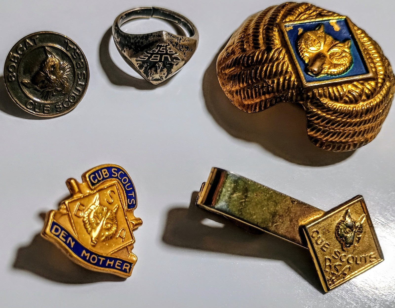 Vintage BSA Boy Scout Medals Pins Neckerchief Slide & Ring Nice Lot