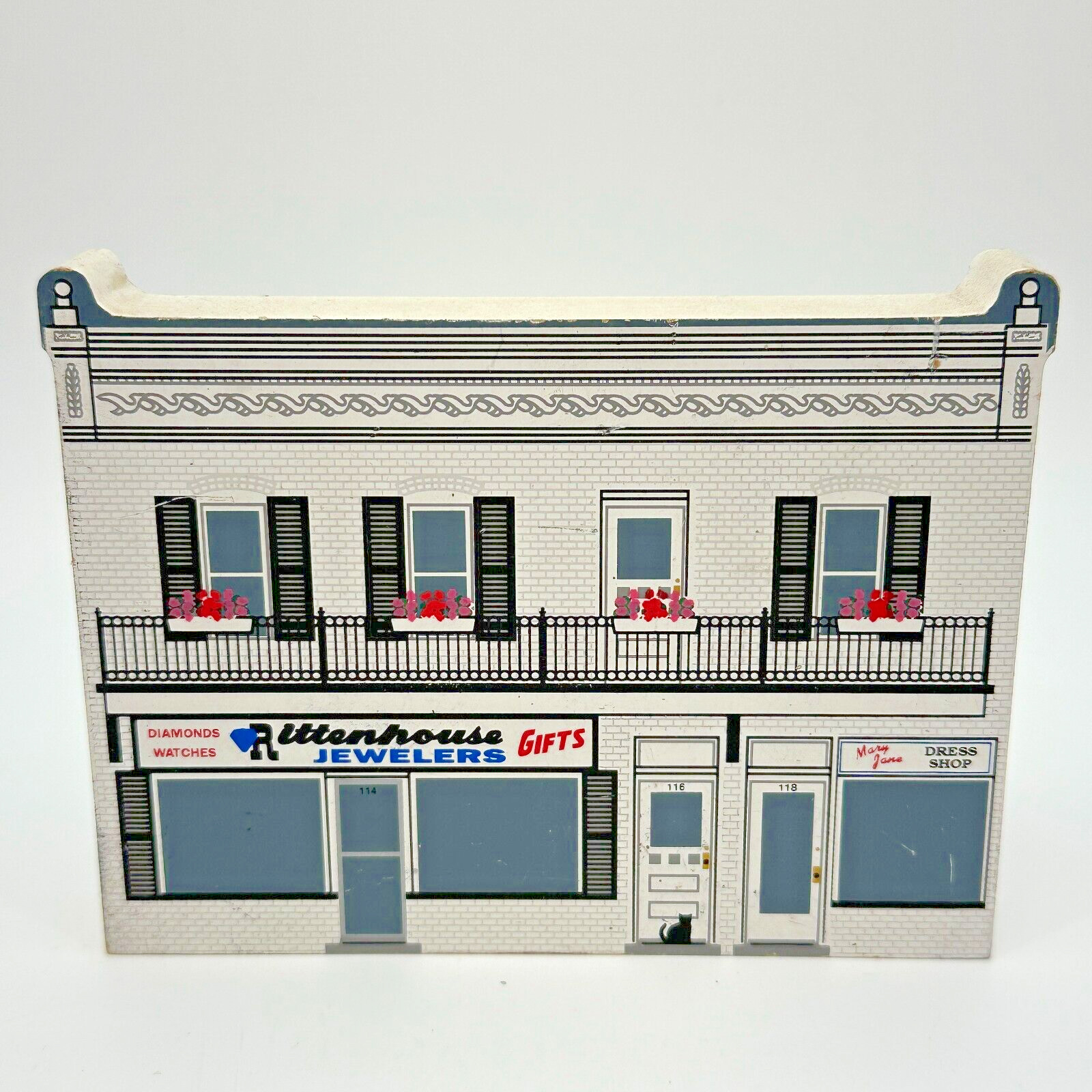 THE CATS MEOW Rittenhouse Jewelers Shelf Sitter Faline Jones 2001 Wood Decor