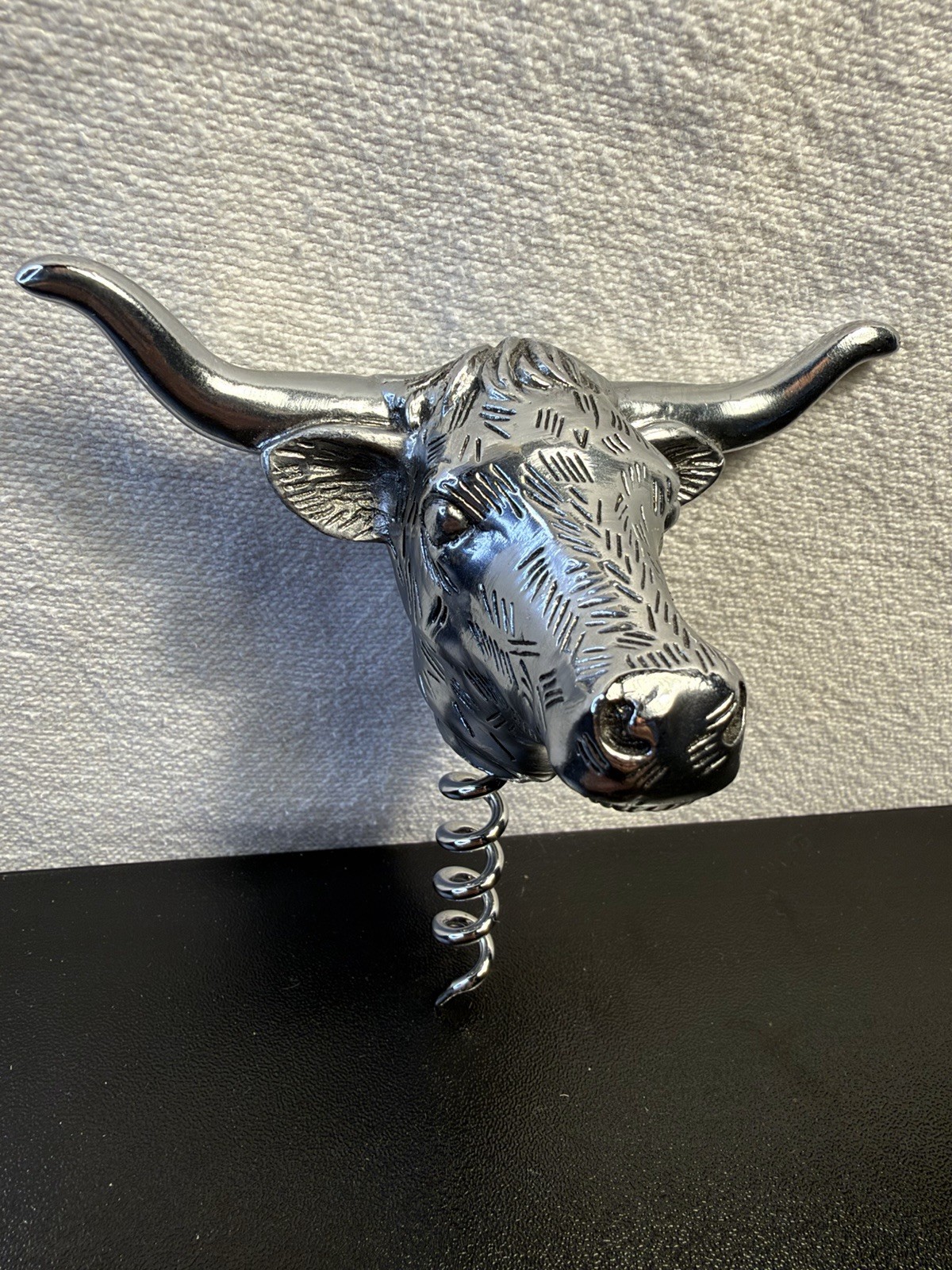 VTG Ralph Lauren Pewter Longhorn Bull Corkscrew Wine Opener Barware Heavy Rare￼