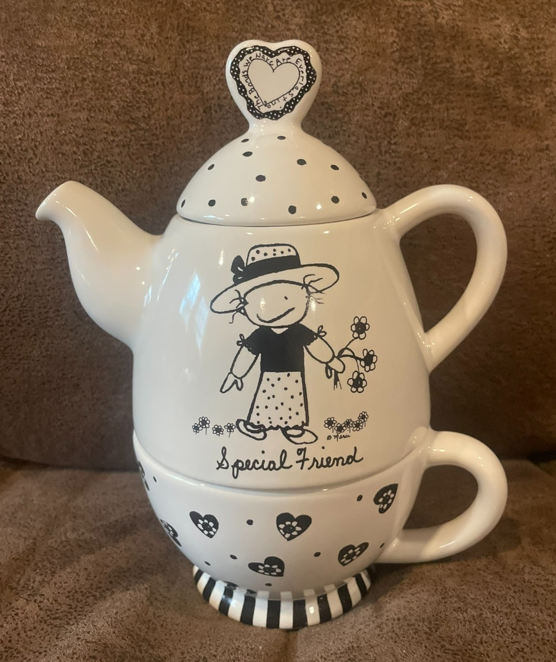 Enesco Children of the Inner Light Marci Stackable Teapot & Teacup Friendship
