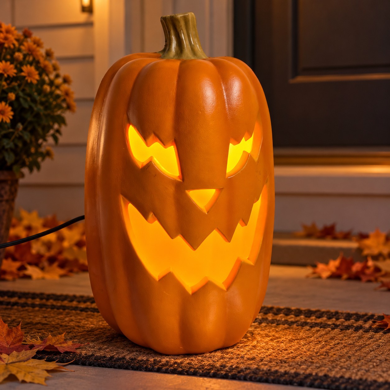 Lighted Halloween Jack O Lantern Pumpkin 15 Inch Electric Corded Fall Porch Deco