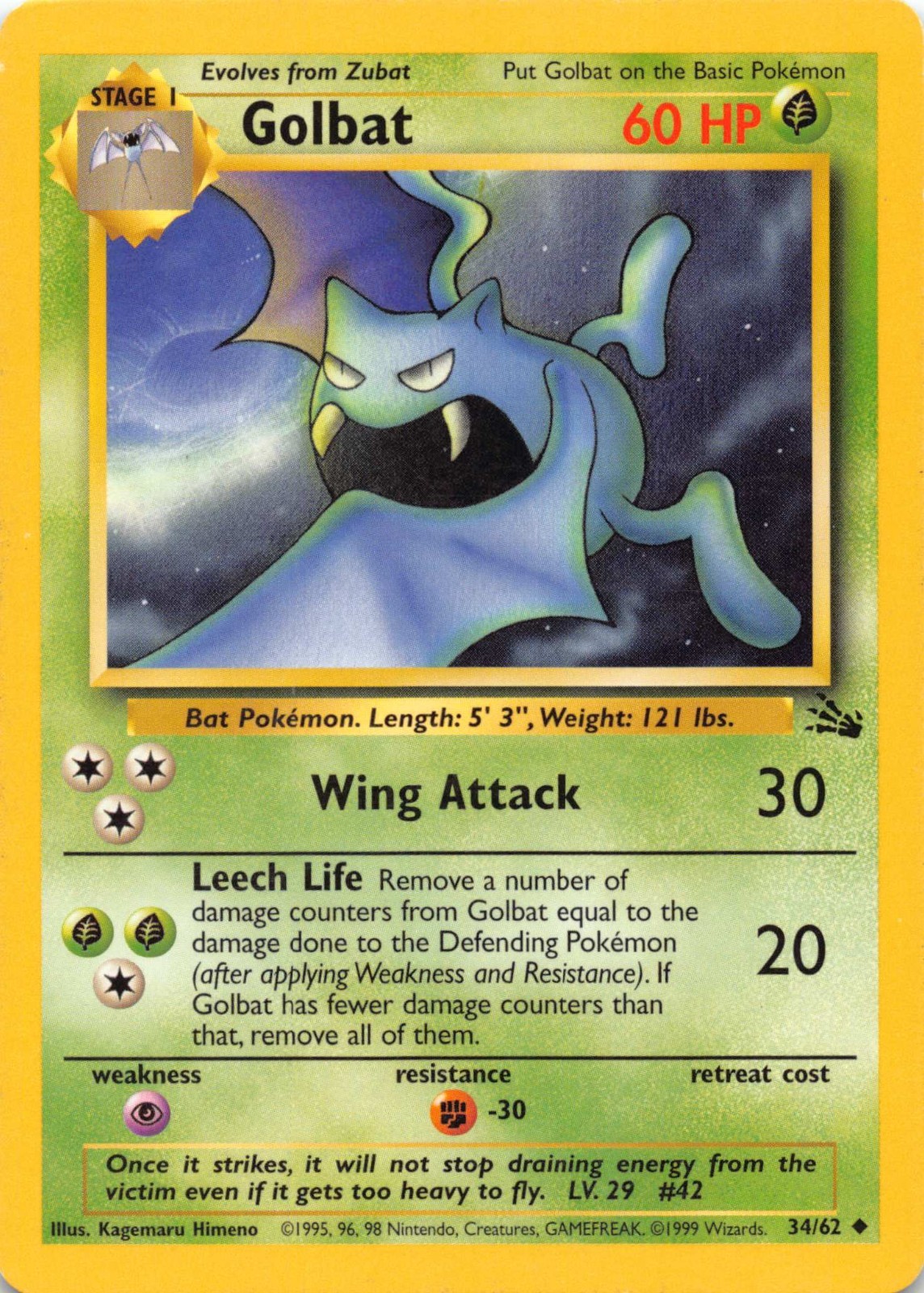 Golbat 34/62 Fossil Regular MP