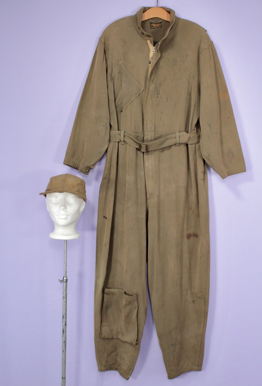 VTG WWII US Air Force A-4 Flying Coveralls & Hat Sz 44 WW2 USAF Flight Suit