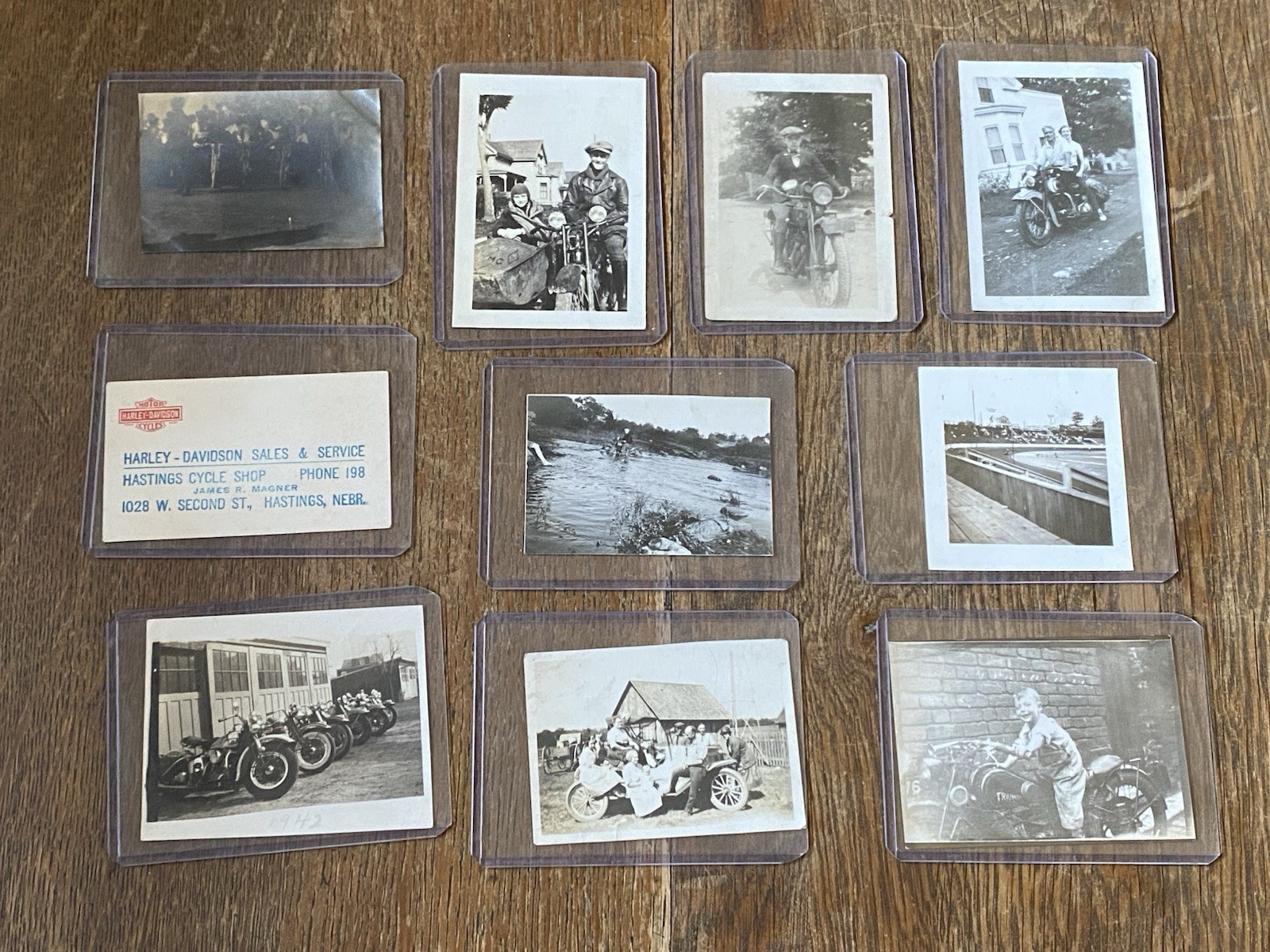 12: Lot of Ten Antique Motorcycle Related Images Vintage Snapshot Photos Nice