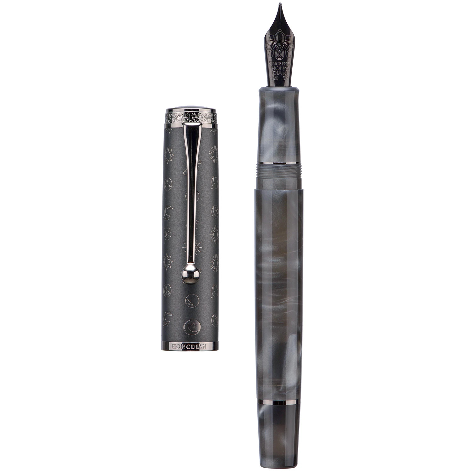 Hongdian N8S Acrylic Fountain Pen EF/F/M Nib + Converter Gray Green Red