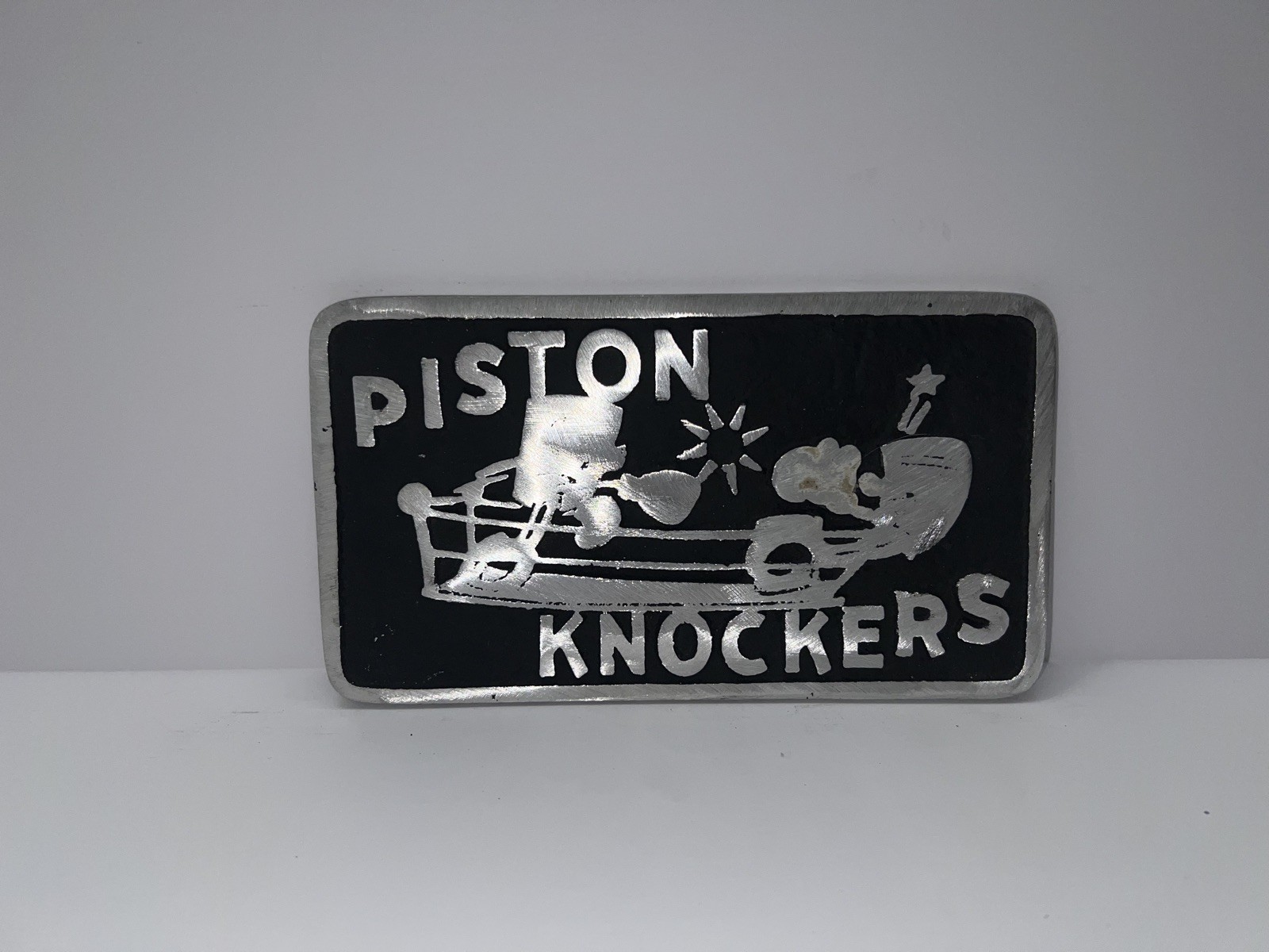 Vintage Cast Aluminum PISTON KNOCKERS Rare Car Club Plaque Collectable