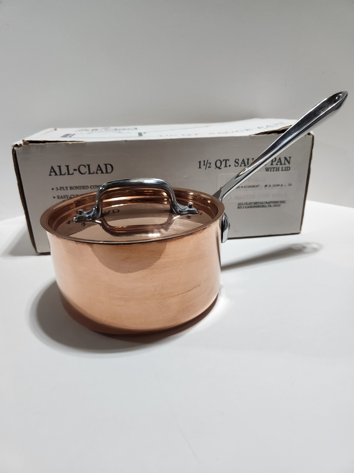Vintage All Clad Cop R Chef Copper 1 1/2 Qt. Saucepan