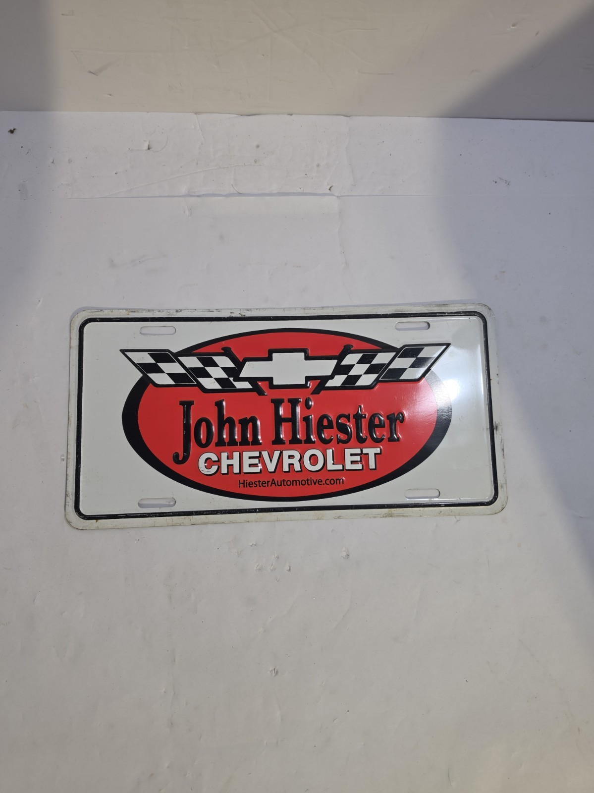 Vintage John Hiester Chevrolet DEALER License Plate NC Chevy Tag North Carolina