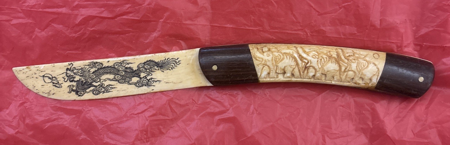 Antique Scrimshaw Folding Bone Letter Opener