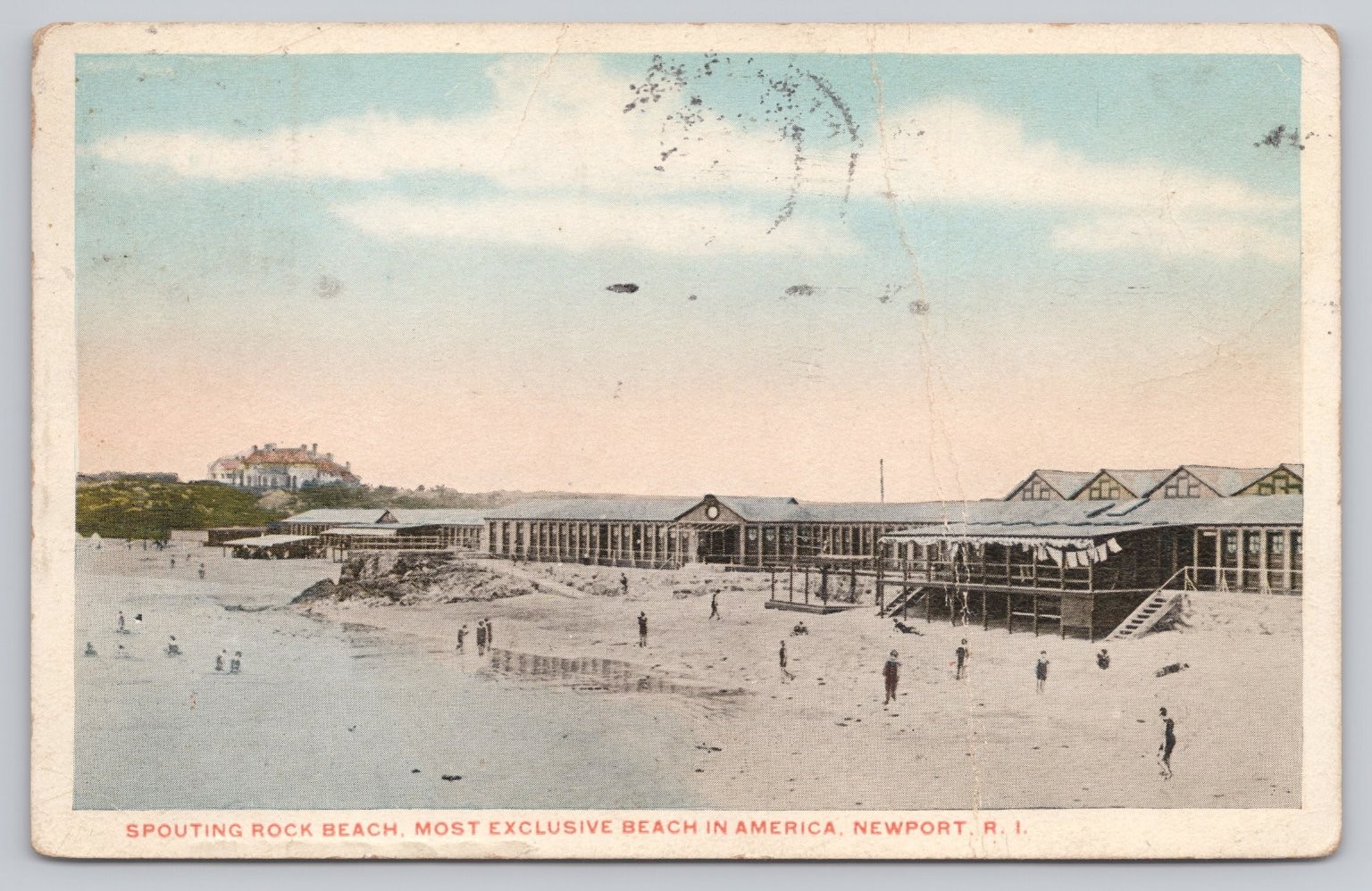 1927 Spouting Rock Beach Newport RI Exclusive Beach Tichnor Postcard 1927 Spouting Rock Beach Newport RI Exclusive Beach Tichnor Postcard