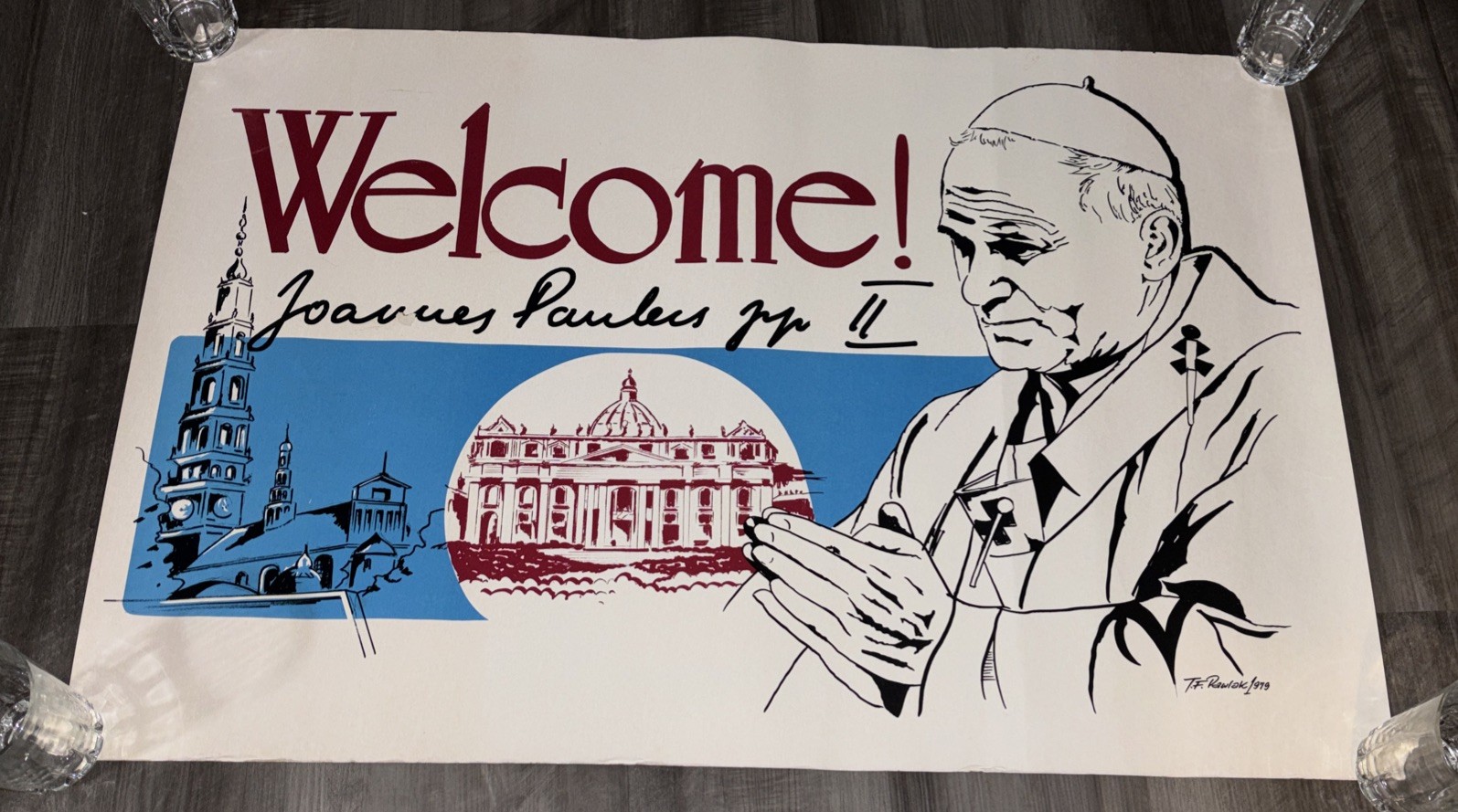 RARE Vintage 1979 Pope John Paul II Poster Visit To Chicago United States Papal