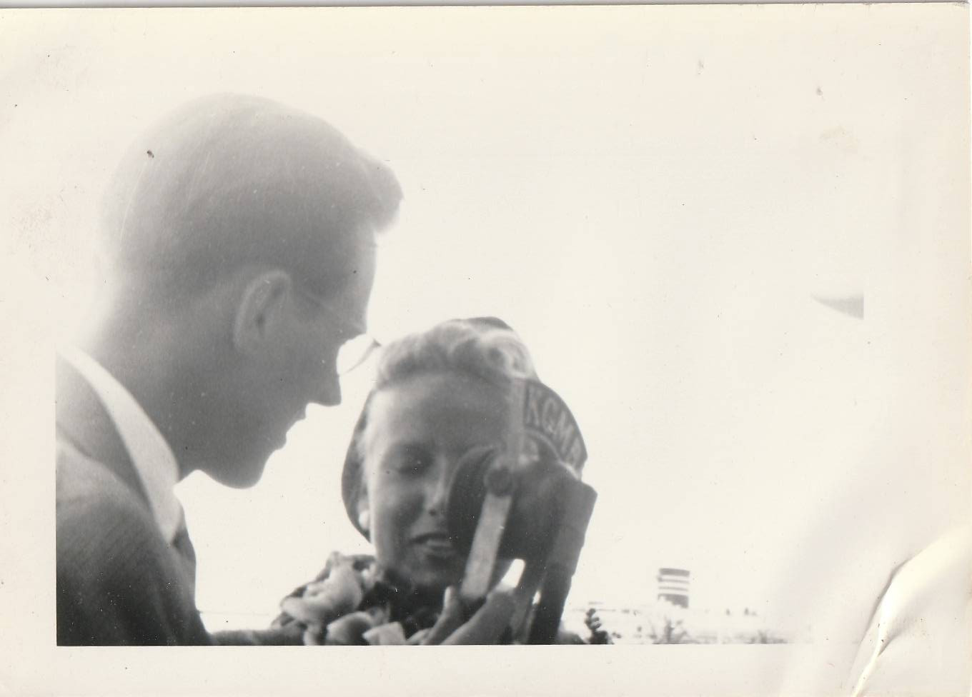 Antique 1940s Photo KGMB Radio Station Honolulu Hawaii Mic Interviewing Woman