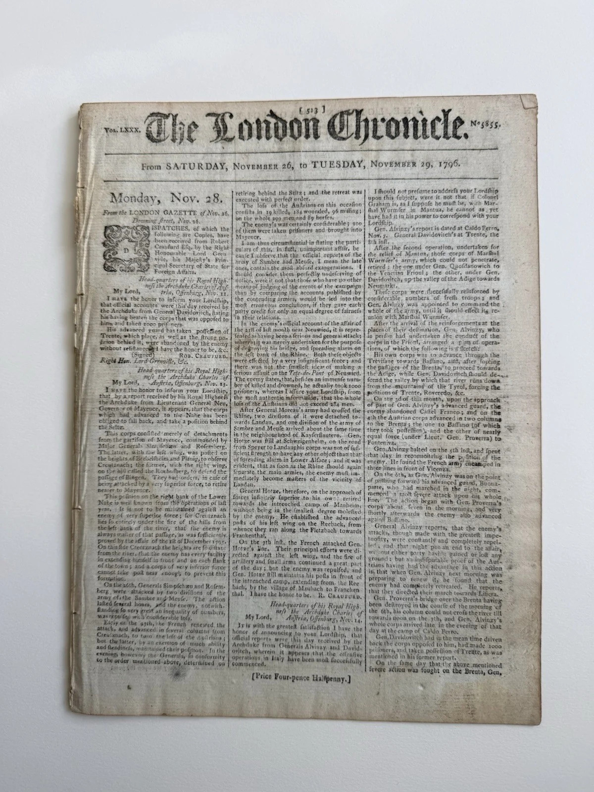 The London Chronicle, Nov. 26-29, 1796
