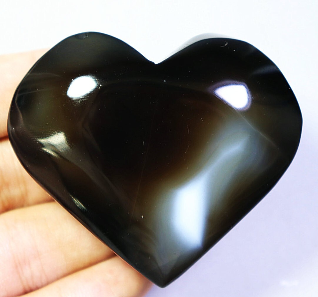 Natural Beautiful Orca Agate With Quartz Crystal Palm Stone Heart Reiki Healing