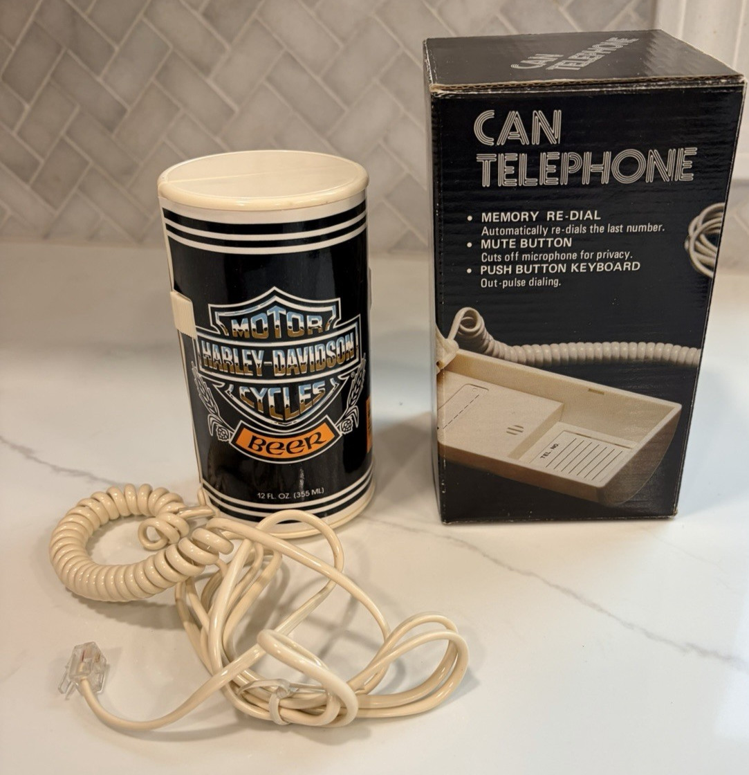 Vintage Harley Davidson Beer Can Phone *Pabst* 1985 Look - New in Box Very Rare
