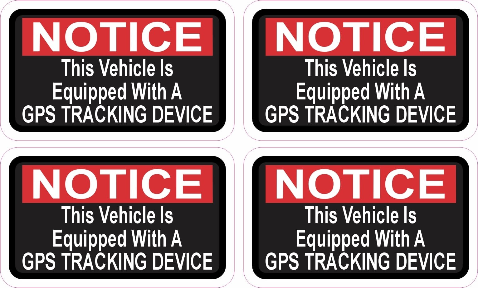 StickerTalk GPS Tracking Device Notice Sticker 2.5x1.5 Set of 4