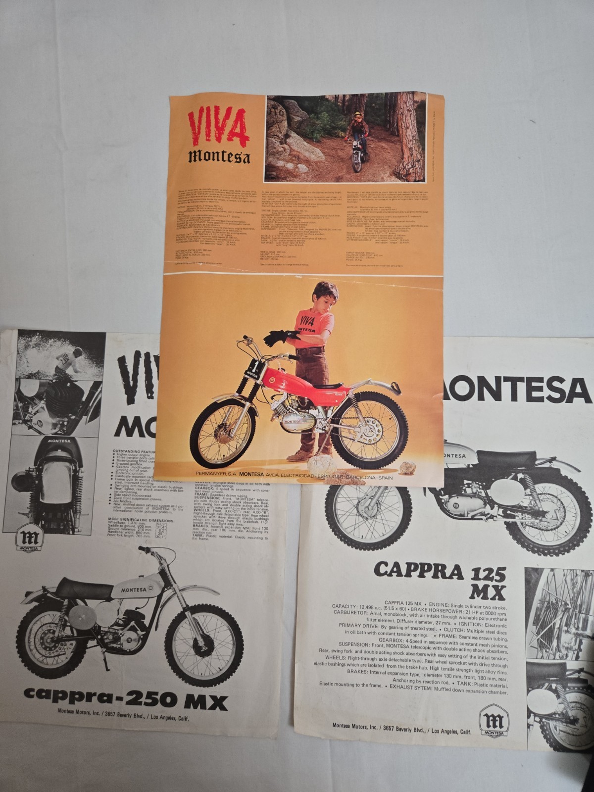 1973 Montesa Cota Motorcycle Print pinups Lot of 3