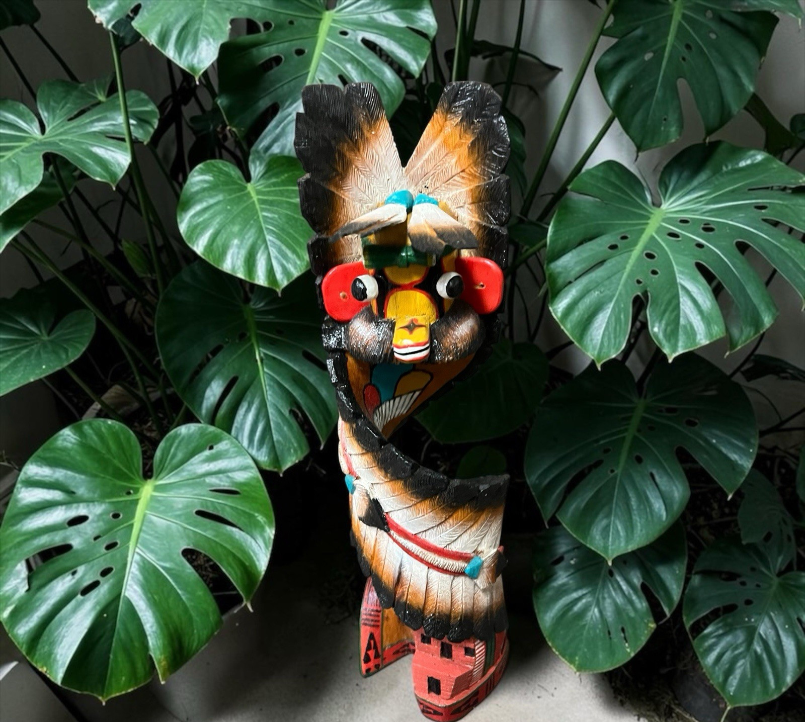 J. Todacheenie Hopi Yellow Ahote Kachina Hand Carved Wood Native American Signed