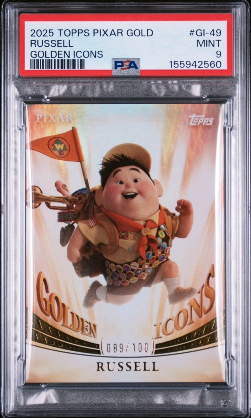 2025 RUSSELL PSA 9 DISNEY TOPPS PIXAR GOLD GOLDEN ICONS UP MOVIE #'d /100 