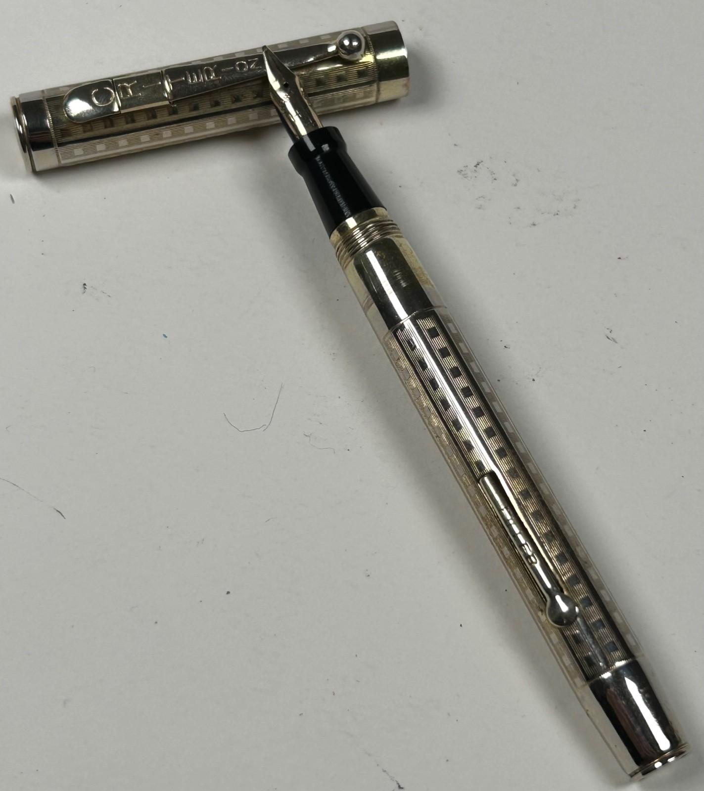 Antique 1920s Criterion USA Fountain Pen Art Deco Geometric 14K Gold #4 Nib