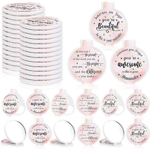 100 Pcs Compact Mirror Bulk Small Gifts for Women Light Pink