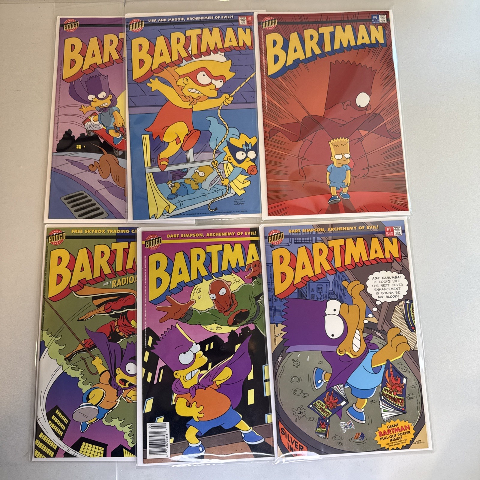 BARTMAN Full Run - 1-6 - 1 2 3 4 5 6 Simpsons BONGO COMICS 1993 Poster & Newsie