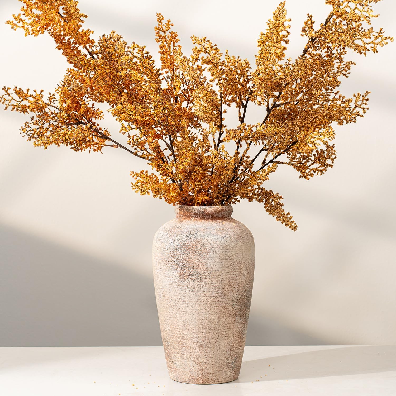 JXINDUJU 10.8 Inch Vintage Ceramic Flower Vase Rustic Farmhouse Terracotta 101