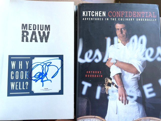 Anthony Bourdain SIGNED Medium Raw *Scarce Blue Auto w/ Kitchen Confidential 2nd