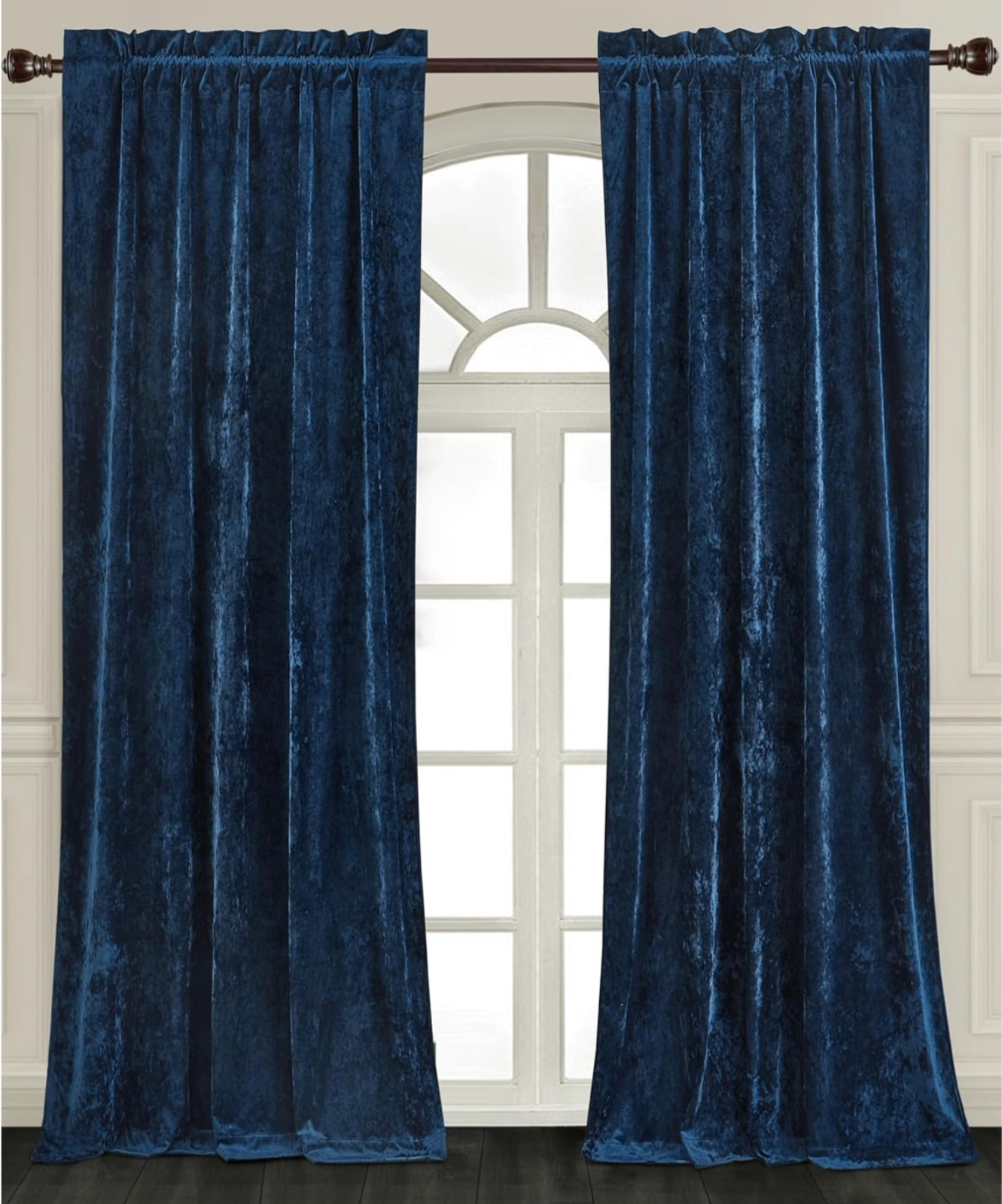 Luxury Velvet Drapes | Midnight Blue Back Tab Curtains | Room Darkening Thermal