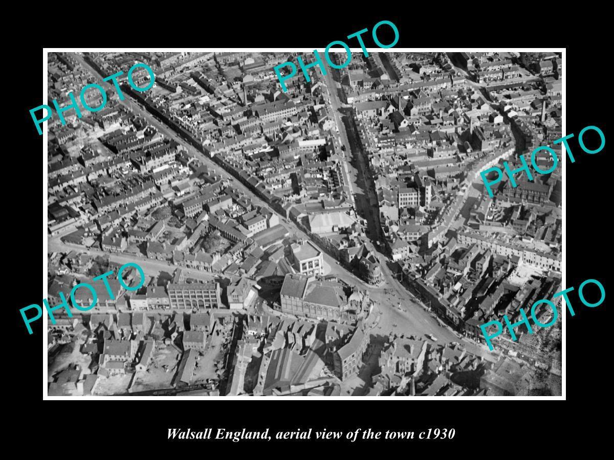 OLD 6 X 4 HISTORIC PHOTO OF WALSALL ENGLAND, AERIAL VIEW OF TOWN c1930 2