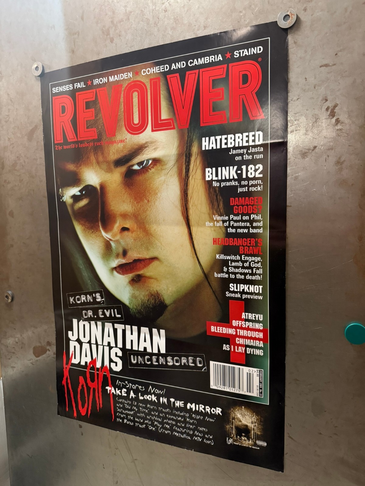 JONATHAN DAVIS KORN REVOLVER Magazine February 2004 VINTAGE PROMO POSTER METAL