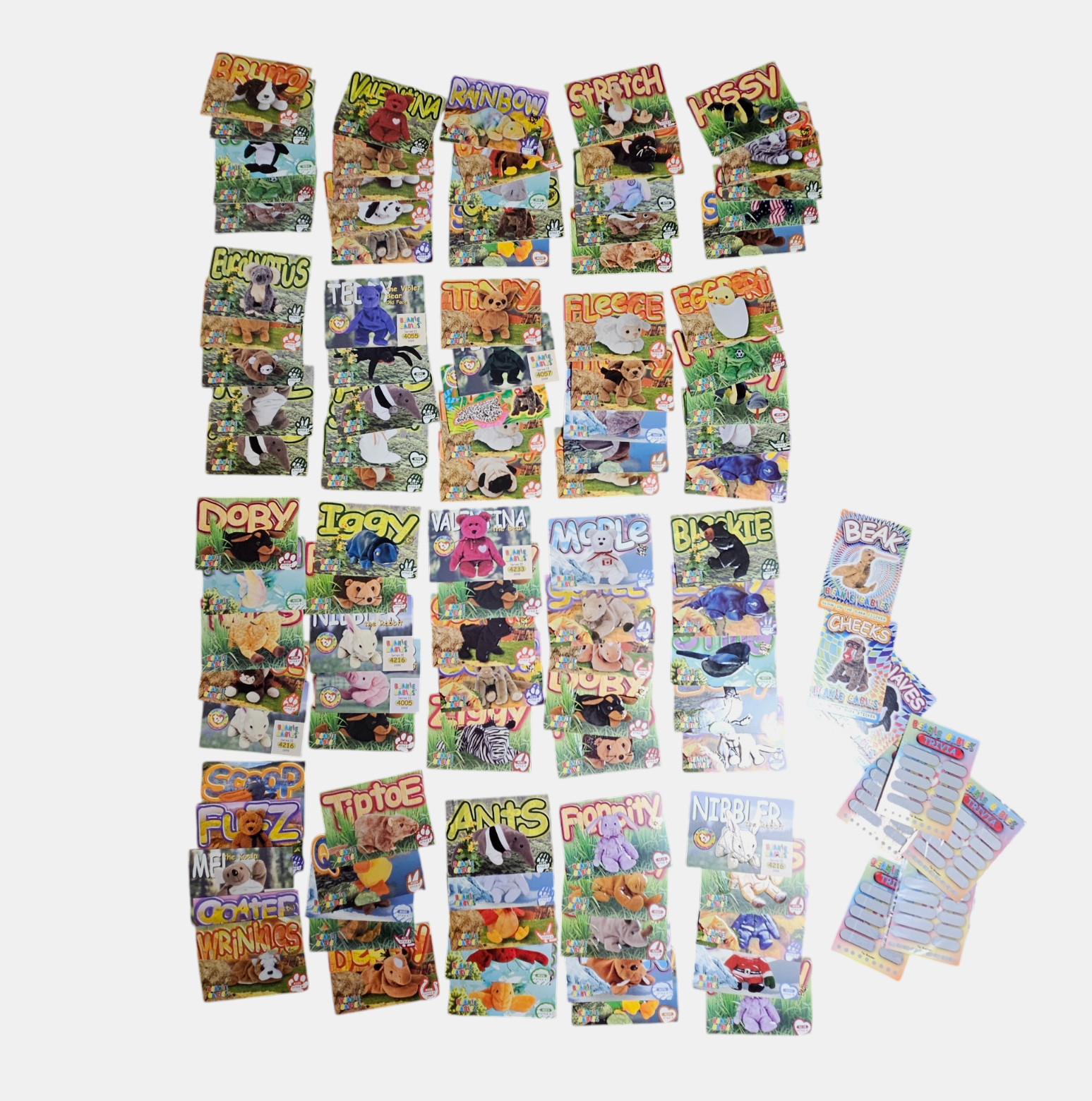 Huge Lot of 100+ Vintage Beanie Babies Collector Cards Trivia Y2K 90s Retro