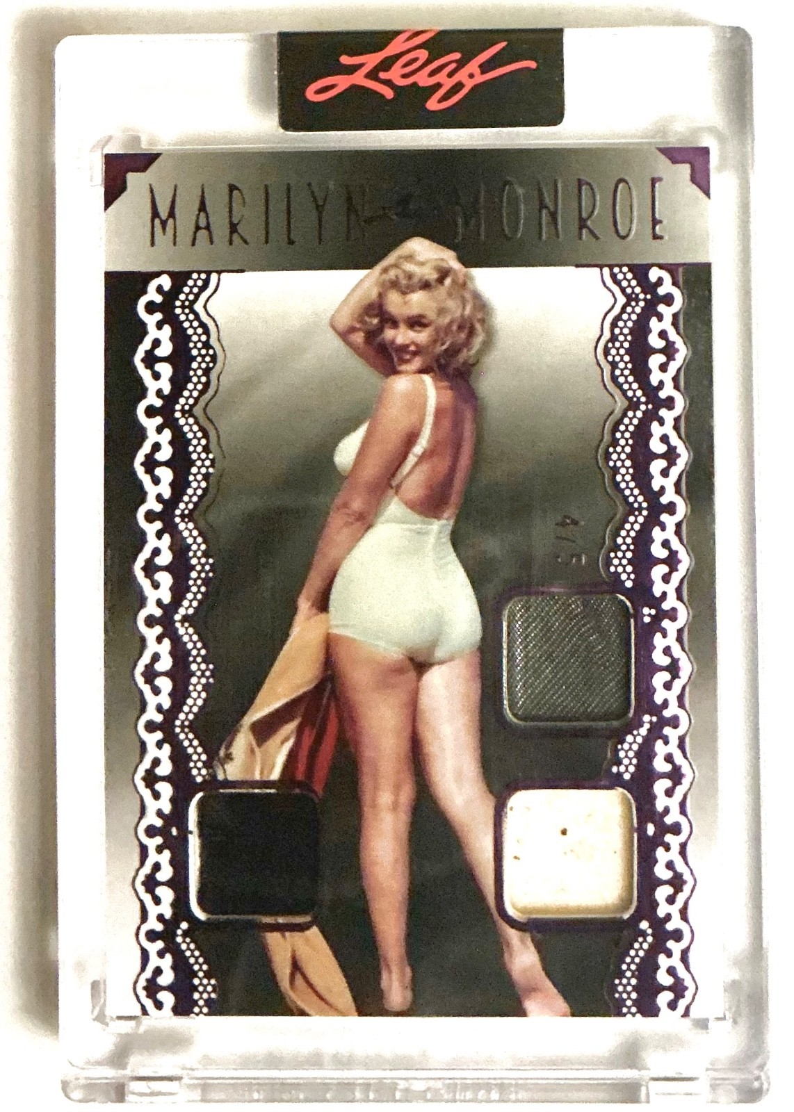 MARILYN MONROE - FULL BODY BAREFOOT SWIMSUIT POSE - 3 WORN UNDERGARMENTS - LEAF